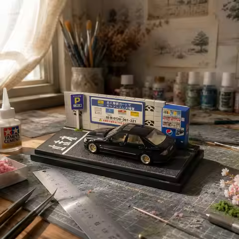 1 64 Scale Acrylic Display Box Exquisite Japanese Street Scene Parking Base Car Model Desktop Orname