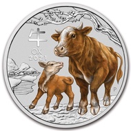 2021 Perth Mint Australia Lunar Ox 1/2 oz .9999 Silver Colorized Coin BU (Series III) Color Colored