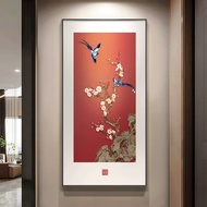 Happy Door Entrance Decoration Painting New Chinese Style Entrance Meaning Good Flower Bird Painting