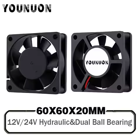 2PCS 60x60x20mm 6020 12V 24V Dual Ball 3D Printer Cooler Fan 60mmx20mm Brushless Machine Equipment D