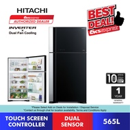 Hitachi Inverter Fridge (565L) R-VG660P7M-1 GBK - BIG2 2-Door Glass Refrigerator / Peti Sejuk