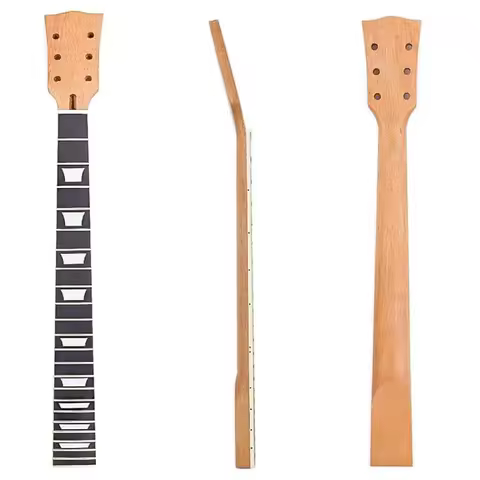 22 Fret Electric Guitar Neck, Mahogany Neck Rosewood Fretboard with White Trapezoid Dots Inlay Natur