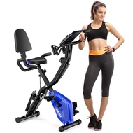 Folding Exercise Bike,5 IN 1 Stationary Bike for Home / 16-Level Adjustable Resistance Full Body Wor