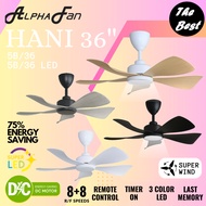 Alpha Fan | HANI 5B / HANI 5B LED 36 inches DC Motor 5 ABS Blades 8 + 8 F/R Speed Ceiling Fan
