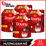 [Nguyên thùng] Combo 4 túi Nước xả vải Downy Đam mê (Đỏ) túi 3.5L X4