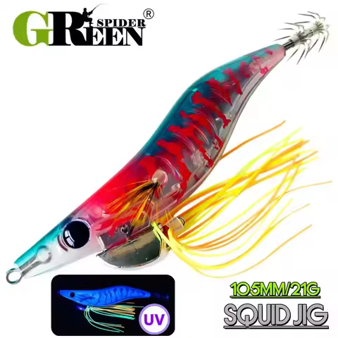 GREENSPIDER Squid Bait 105mm 21g Luminous Squid Jig Eging Artificial Bait Sinking For Octopus EGI Cu