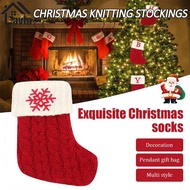 [SG] Red Christmas Knitting Stockings Sock Xmas Gift Stocking Socks Snowflake Christmas Tree Decoration Pendant
