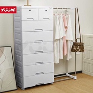 YUUMI Plastic Durabox Drawer With Hanger Rack Wardrobe Cabinet For Clothes Organizer 7 L