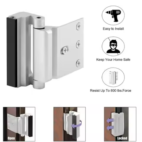 Home Security Door Lock For Inward Swinging Safety Door Lock With 3" Stop Withstand 800 Lbs