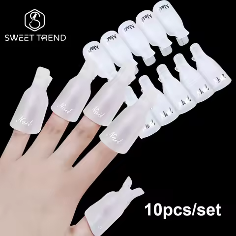 SWEET TREND-10Pcs/set Plastic Acrylic Nail Art Soak Off Cap Clip UV Gel Polish Remover Wrap Tool Gel