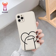 Heart Stickman Plastic Square Edge Case For iPhone 11 / 12 / 13 Promax 6 / 7 / 8 Plus / X / XR / Xs 