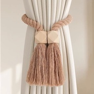 1/2/4pcs Magnetic Wooden Tassel Window Curtain Curtain HoldbacksBathroom Shower Curtain AccessoriesH