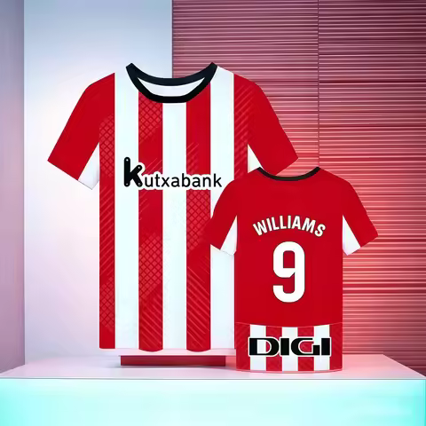 Hot Selling Spanish Style BILBAO Athletic Football Team 3D Printed Daily Football T-shirt Breathable