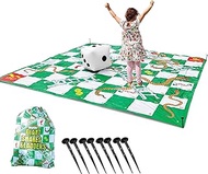 Giant Snakes and Ladders Game 9.8 x 9.8 - Life Size Feet Playing Mat with 8 Ground Pegs &amp; A Large Inflatable 15" Dice, &amp; Storage Carrying Bag - Yard Size Indoor and Outdoor Games for The Whole Family