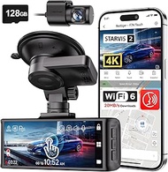 REDTIGER SATRVIS 2 4K Car Dashcam, 3.18 Inch Touch Screen, 128GB Memory Card, GPS, WiFi 5.8G, Voice 