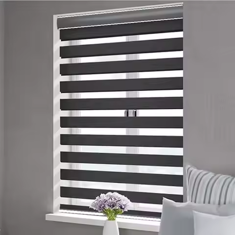 Motorized Zebra Roller Shades, Electric Zebra Blinds,Blackout Fabric Curtain, Customize KB10
