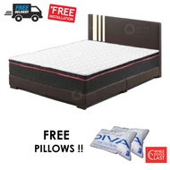 ASTAR Queen Euro-Top Spring Mattress 10inch +  Queen Divan Bed frame (Brown) + FREE PILLOWS!!