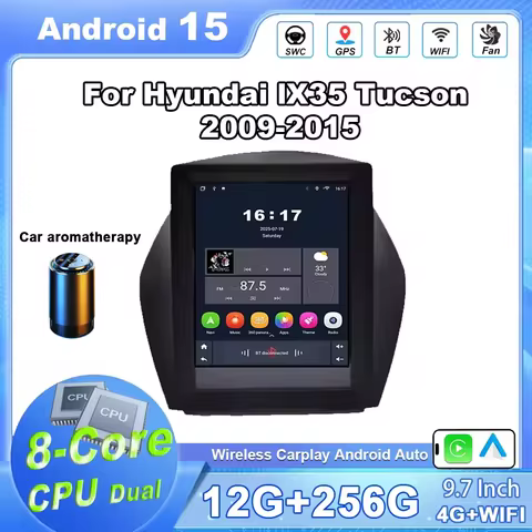 Android 15 Car Radio Wireless Carplay For Hyundai lX35 Tucson 2009-2015 9.7" Stereo Multimedia Video