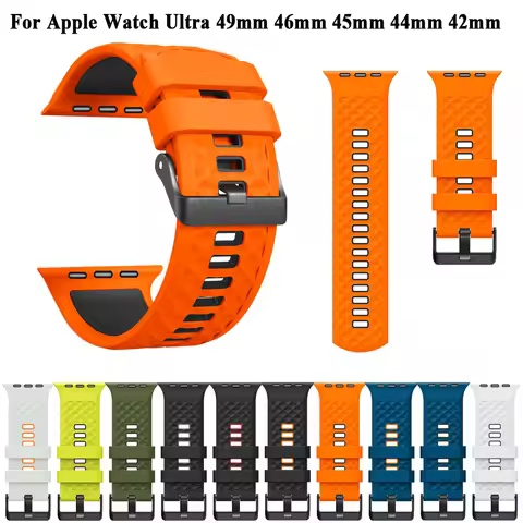 Sports Silicone Strap For Apple Watch S10 46mm 45mm 44mm 42mm Series 10 9 8 7 6 5 SE Bracelet for Ap