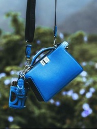 連BagCharm！FENDI Mini Peekaboo ISeeU XCross天藍色 連Nano水桶鎖匙扣Bag Charm