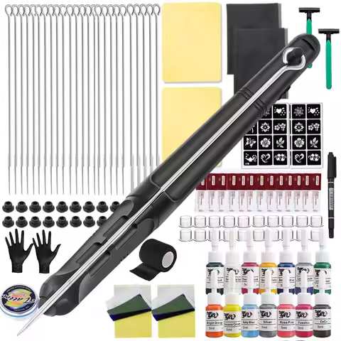 Hand Poke and Stick Tattoo Kit with Ink Needles Accessories Set for Body Art DIY 3D Hand Poke Stick 