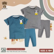 Bearhug Homewear Waffle Baby Boy Short Set HTF4 Embroidery 6-18 Months