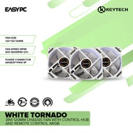 EasyPC | Keytech  Tornado / White Tornado 3in1120mm Chassis Fan with Control Hub and Remote-Control 
