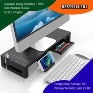 Laptop Monitor Stand Desk Elevated With USB 3.0 Charging Port Smartphone Slot Neat Ergonomic Desktab