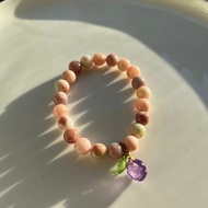 天然老礦料櫻花瑪瑙手鏈女生彩色櫻花瑪瑙水晶手串 珠子油潤 收藏