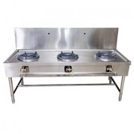 Stainless Steel High Pressure 3 Burner Kwali Range / Dapur Gas 3 Tungku Stove /