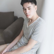 UMORFIL膠原蛋白橫條V領短袖親膚消臭男內衣-共4色/父親節