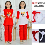 MERAH FREE POM POMBANDO August 17th set for girls Latest red and white boys'/s 2025 for children age
