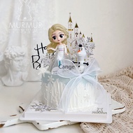 White Elsa Birthday Cake Decoration Cartoon Princess Birthday Cake Decoration Decoration Decoration Party Decoration