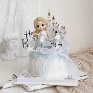 White Elsa Birthday Cake Decoration Cartoon Princess Birthday Cake Decoration Decoration Decoration 