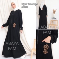 Abaya Hitam Turkey Gamis Maxi Dress Arab Saudi Bordir Turki Dubai Zipe