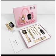 A58 Plus Smart Watch 6-in-1 Gift Set for Women | Stylish Smartwatch Women's Smart Watch Set Gift