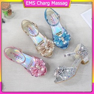 【Ready Stock】 ⁘ ๛ ㈩ E42 5 colors children princess sandals kids girls wedding shoes high heels dress shoes bowtie gold pink blue silver shoes for girls