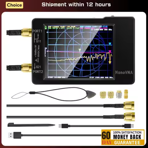 NanoVNA Tester 50KHz-1.5GHz Standing Wave Shortwave MF-HF VHF-UHF Antenna Analyzer with SD- Card Slo