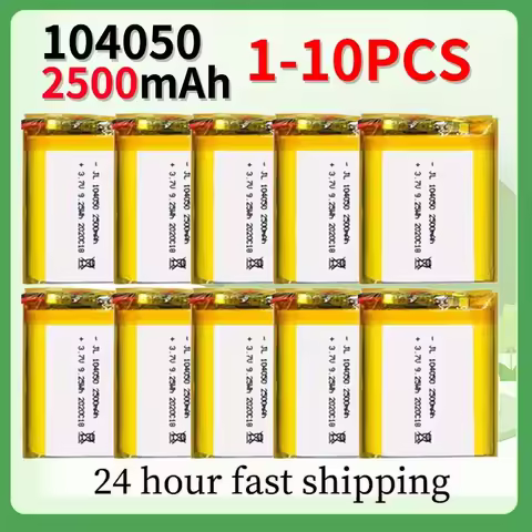 Rechargeable 104050 3.7V 2500mAh Lithium Polymer Battery for GPS MP3 MP4 Driving Recorder Bluetooth 