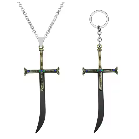 Dracule Mihawk Keychain Black Sword Key Chain Yoru for Men Anime Accessories Car Key Ring Llaveros