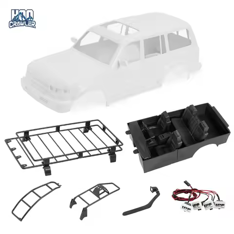 HooCrawler RC LC80 Interior 1/10 RC Crawler Body Mount Bull Bar Bumper Roof Rack Snorkel Ladder for 