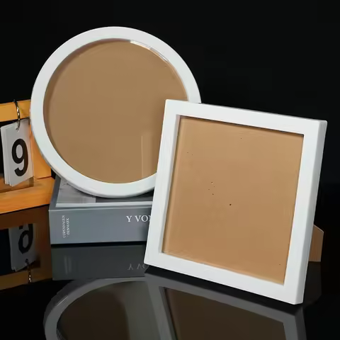 2Pcs 19cm PVC Photo Frame Square Round Photo Frame Ornament Plastic Craft Frame DIY Craft Children A