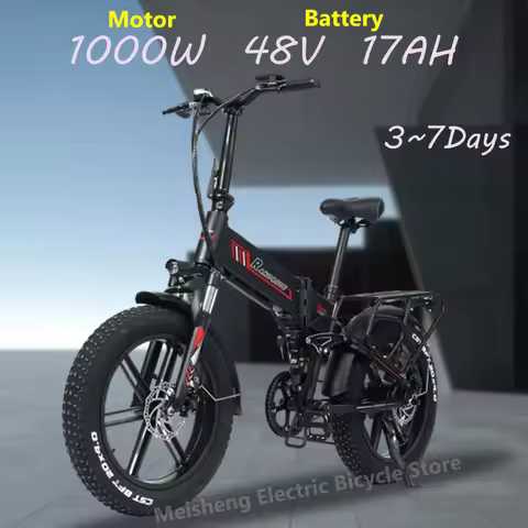 RANDRIDE YX20M Electric Bike 1000W Motor 20*4.0'' Fat Tires E-Bike 45km/h Max Speed 48V 17Ah Battery