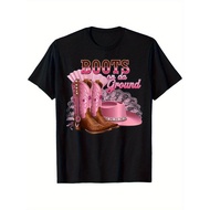 Allseasons Apparel Vintage Western Cowgirl Boots On Da Ground Graphic T-Shirt - Cotton sm, Micro-Ela
