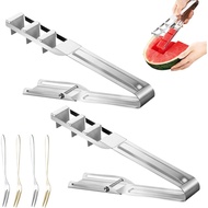 2PCS Watermelon Cutter Slicer Tool, 304 Stainless Steel Watermelon Knife with Fork, Portable Fruit C