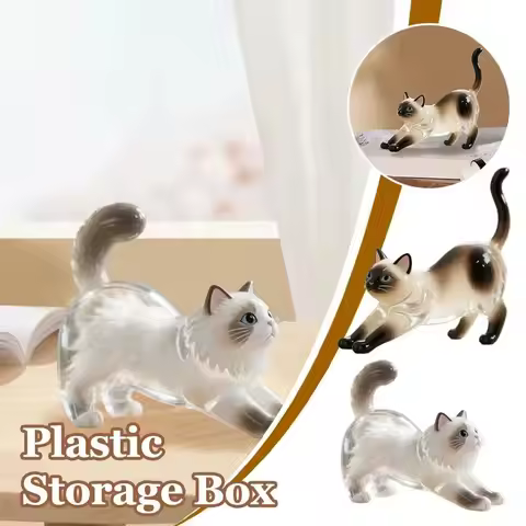 Transparent Cat Hair Acrylic Keychain Animal Shaped Handmade Cat Hair Storage Box Siamese Cat Stylis