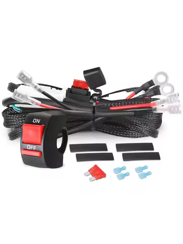 4.8FT Motorcycle Wiring Harness Kit 12V 10A Fuse Nylon Wire 18AW For 50 70 90cc 110cc 125cc Scooter 