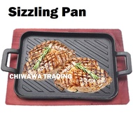 【Free: 1 x Wooden Base】Sizzling Cast Iron Hot Steak Plate Grill Pan / Kuali Besi