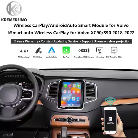 Wireless CarPlay Android Auto KSmart Box 5G Upgrade Version For Volvo XC60 S60 XC90 S90 2018-2022 OE