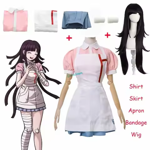 Cosplay Costume With Wig Anime Halloween Despair Ultimate Nurse Uniform Maid Costume Full Set Women